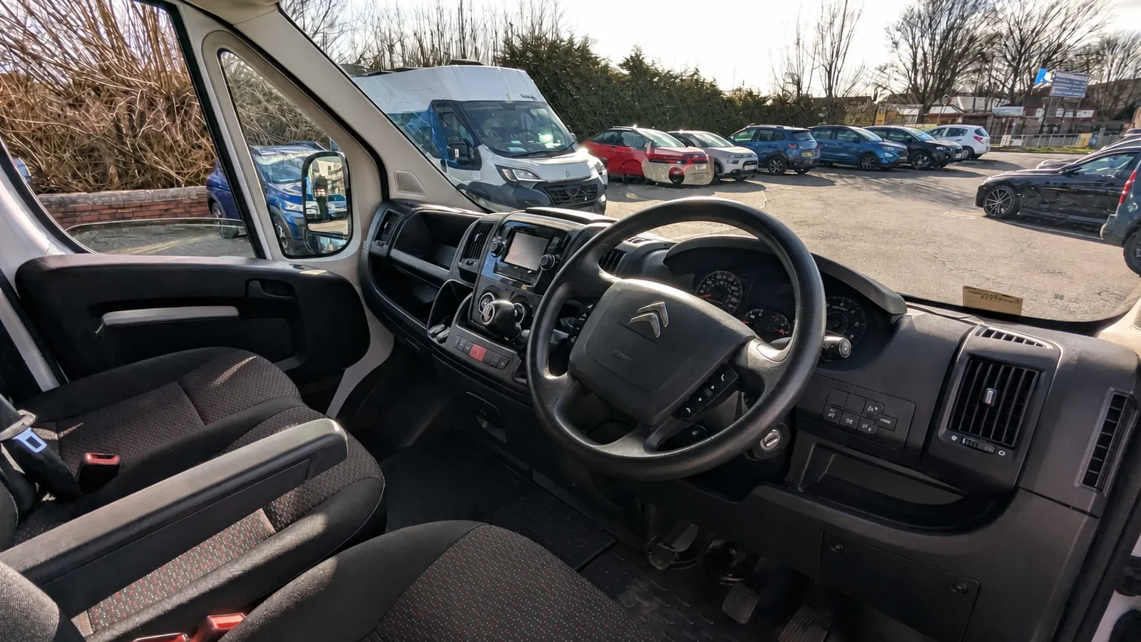 Clean cab and driving position of the Arrow delivery van